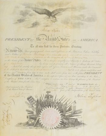 Lot #13 John Tyler Signed Document