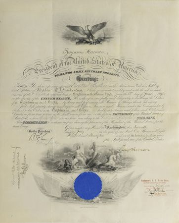 Lot #94 Benjamin Harrison Signed Document - Image 1