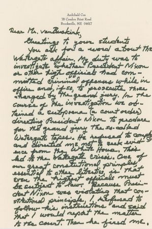 Lot #322 Watergate: Archibald Cox: 