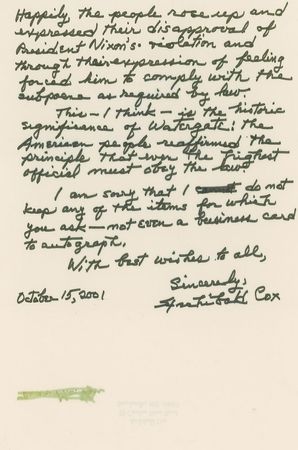 Lot #322 Watergate: Archibald Cox: 