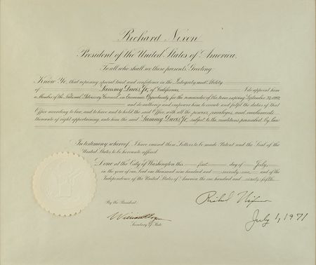 Lot #55 Richard Nixon: Nixon names Sammy Davis, Jr. to the National Advisory Council on Economic Opportunity - Image 1