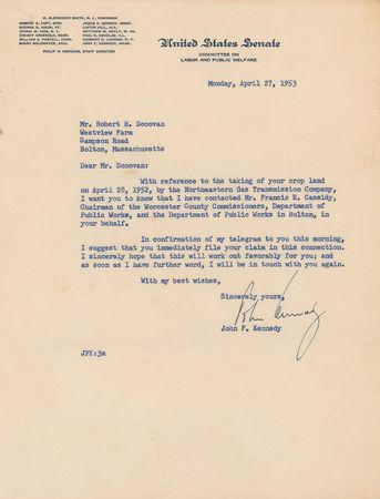 Lot #54 John F. Kennedy Typed Letter Signed - Image 1