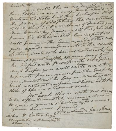 Lot #9 Andrew Jackson: President Jackson rails against the banks and for Spain - Image 2