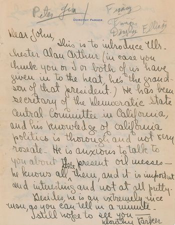 Lot #543 Dorothy Parker Handwritten Letter Signed - Image 1
