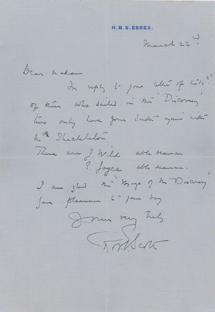 Lot #311 Robert Falcon Scott Handwritten Letter Signed - Image 1