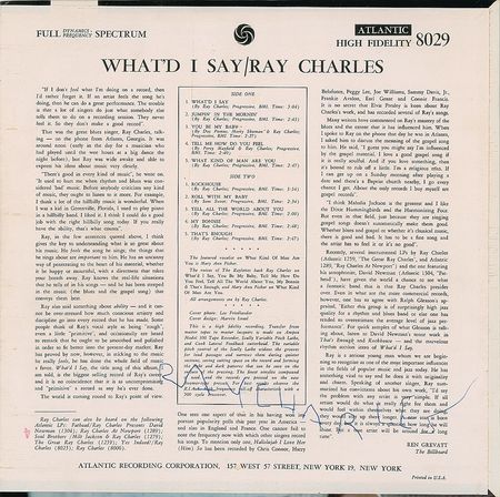 Lot #566 Ray Charles: Pristine 1959 album signed by Ray Charles - Image 1