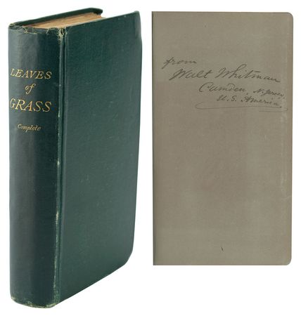 Lot #514 Walt Whitman: Rarely seen signed example of the 'Washington' first edition of Leaves of Grass - Image 1