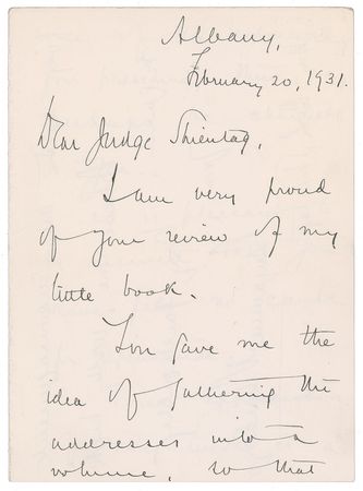 Lot #254 Benjamin Cardozo Handwritten Letter Signed - Image 1