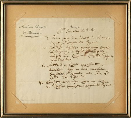 Lot #560 Niccolo Paganini Handwritten Set List: Remarkable Paganini concert plan, signed five times by the master violinist - Image 2