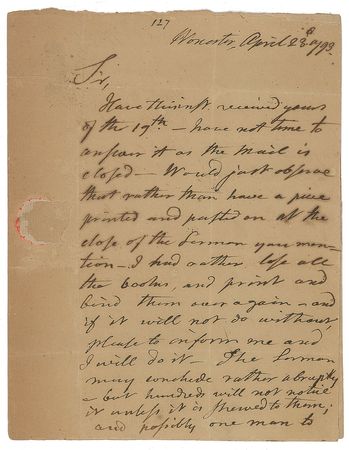 Lot #550 Isaiah Thomas Handwritten Letter Signed - Image 1