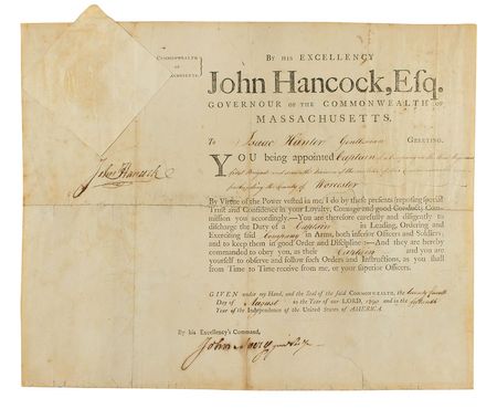 Lot #150 John Hancock: Appointment for a captain in the Massachusetts militia - Image 1
