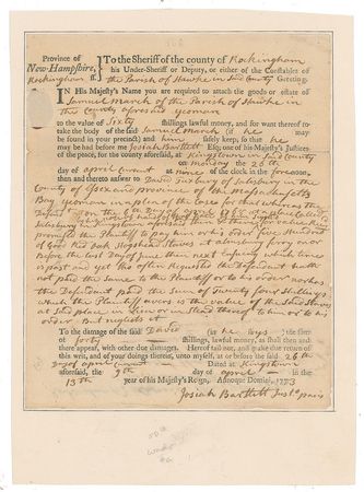 Lot #141 Josiah Bartlett Signed Document - Image 1