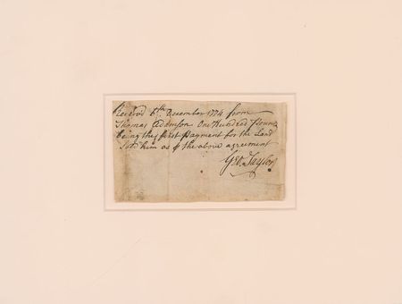 Lot #179 George Taylor: Extremely rare 1774 autograph by Pennsylvania signer George Taylor - Image 1