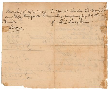 Lot #160 Philip Livingston Signed Document - Image 2