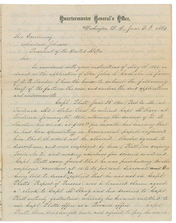 Lot #26 Andrew Johnson Endorsement