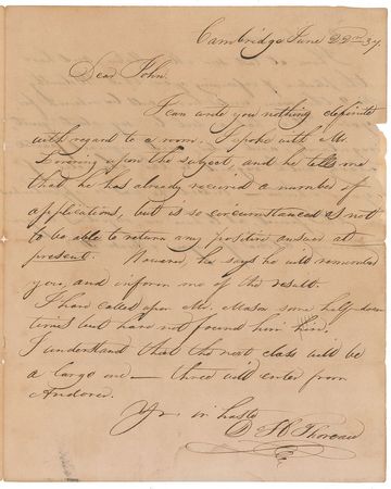 Lot #510 Henry David Thoreau: Extremely rare, early handwritten letter by 