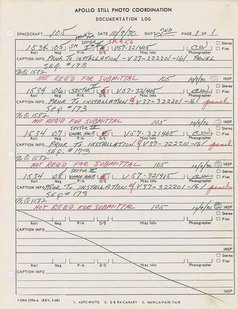 Lot #5267  Apollo Still Photo Coordination Documentation Logs for S/M 105 - Image 3