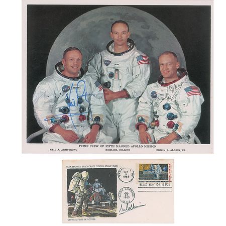 Lot #4169  Apollo 11 Signed Photograph and FDC - Image 1