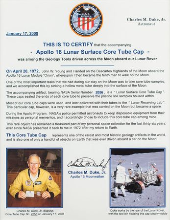 Lot #4302 Charlie Duke's Apollo 16 Lunar Surface Flown Core Tube Cap - Image 3