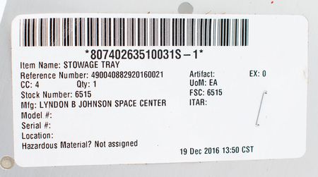 Lot #4442  Space Shuttle Spacelab Stowage Tray - Image 4