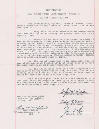 Lot #4272  Apollo 15 'Phases of the Moon' Flown Cover - Image 3