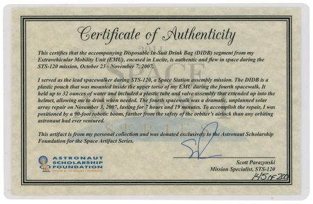 Lot #4451  STS-120 Flown Drink Bag Segment - Image 3