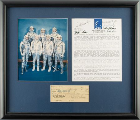 Lot #4014  Mercury Seven Signed Display - Image 1