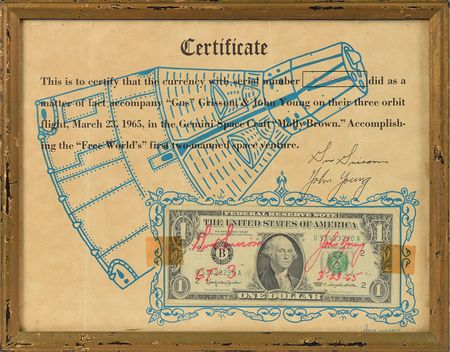 Lot #4044  Gemini 3 Flown Dollar Bill - Image 1