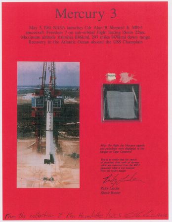 Lot #4011  Freedom 7 Flown Parachute Fragments