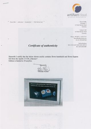 Lot #4243  Apollo 13 Flown Artifacts Display - Image 3