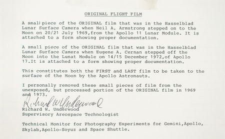 Lot #4161  Apollo 11 and 17 Flown Film Fragments - Image 2