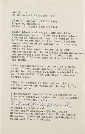 Lot #4256  Apollo 14 Film Swatch [Purportedly Lunar Flown] - Image 2
