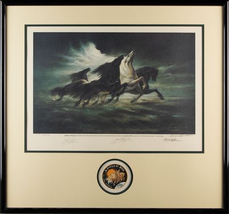 Lot #4238  Apollo 13 Flown Beta Patch and Signed Print - Image 1