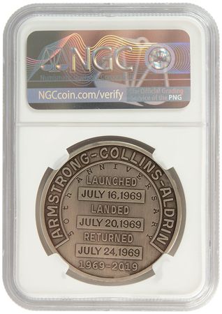 Lot #4204  Apollo 11 Robbins Medal Restrike Signed by Charlie Duke - Image 2