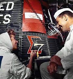 Lot #4002  Mercury-Atlas 8 Sigma 7 Flown Shingle Painted by Cece Bibby - Image 14