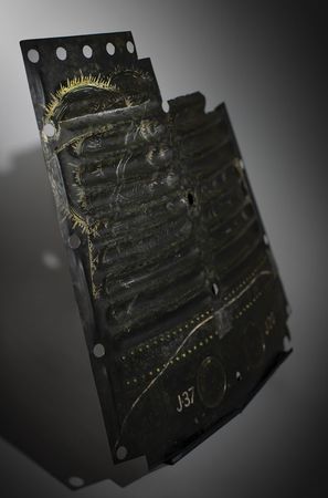 Lot #4003  Mercury-Atlas 7 Aurora 7 Flown Shingle Painted by Cece Bibby - Image 2