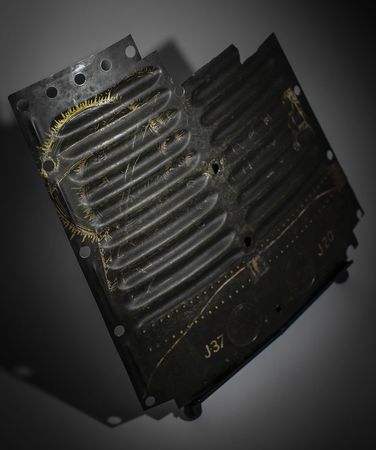 Lot #4003  Mercury-Atlas 7 Aurora 7 Flown Shingle Painted by Cece Bibby - Image 3