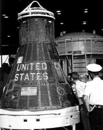 Lot #4003  Mercury-Atlas 7 Aurora 7 Flown Shingle Painted by Cece Bibby - Image 11