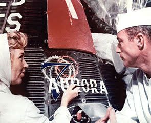 Lot #4003  Mercury-Atlas 7 Aurora 7 Flown Shingle Painted by Cece Bibby - Image 13