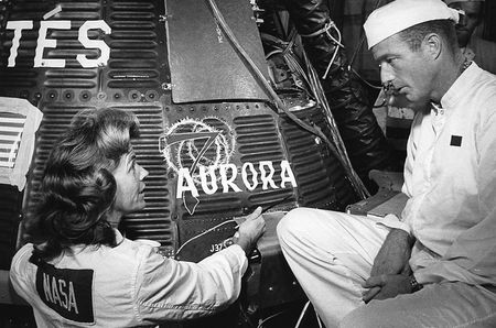 Lot #4003  Mercury-Atlas 7 Aurora 7 Flown Shingle Painted by Cece Bibby - Image 15