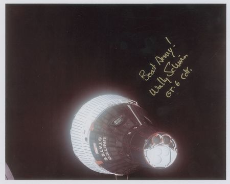Lot #4034 Wally Schirra Signed Photograph