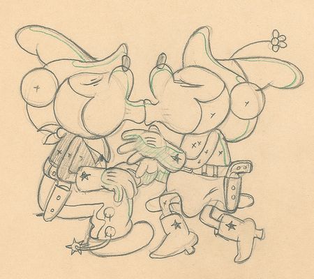 Lot #614 Mickey and Minnie Mouse production drawing from Two-Gun Mickey Production Drawing - Image 1