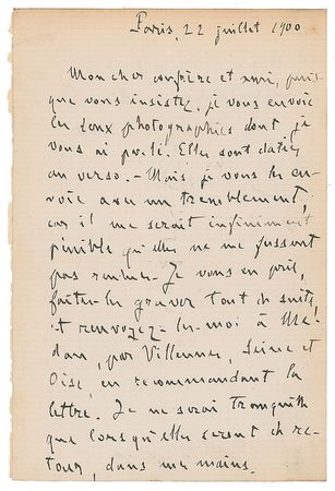 Lot #873 Emile Zola Handwritten Letter Signed - Image 1