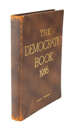 Lot #158 Franklin D. Roosevelt: Lavishly produced 1936 Democratic Book, signed below the gorgeous White House vignette - Image 3