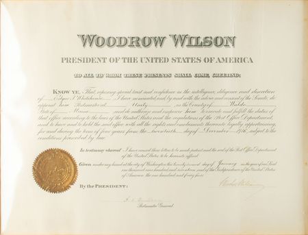Lot #174 Woodrow Wilson Signed Document - Image 2