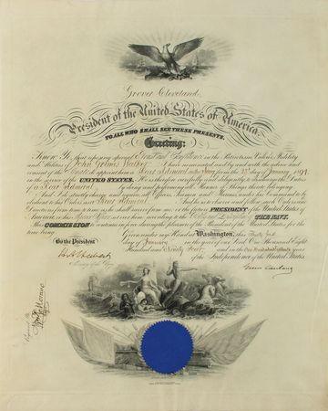 Lot #48 Grover Cleveland: Rear Admiral promotion from President Cleveland - Image 1