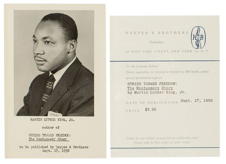 Lot #180 Martin Luther King, Jr: Signed advance review edition of Stride Toward Freedom—Dr. King's first book - Image 5