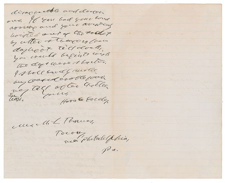 Lot #248 Horace Greeley Handwritten Letter Signed - Image 2