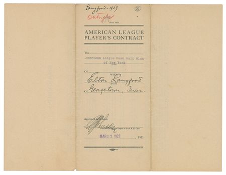 Lot #1096 Ban Johnson and Jacob Ruppert Signed Document - Image 2