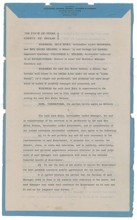 Lot #321 Jack Ruby Signed Agency Contract Signed Document - Image 2